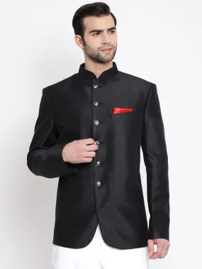 Vastramay Men's Black Silk Blend Jodhpuri