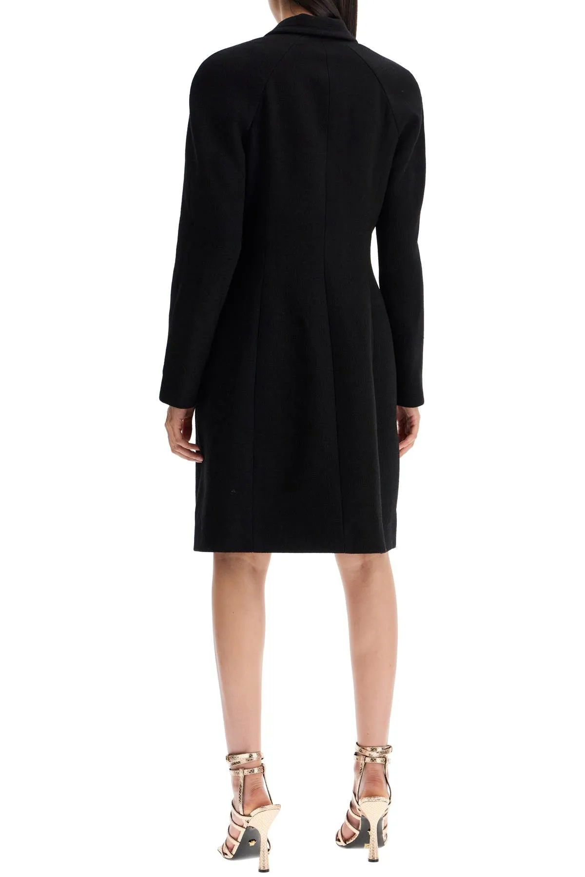 Versace Raglan Crepe Coat   Black