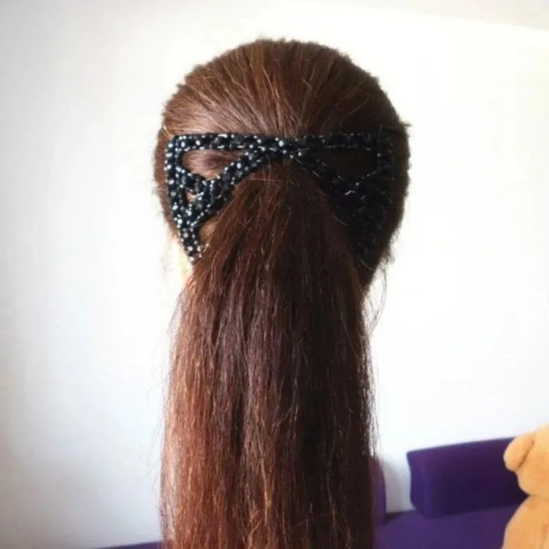 Women Twist Rhombus Beaded Magic Hair Side Combs Jewelry Stretchable Styling Double Clips Hairpins Ponytail Bun Maker