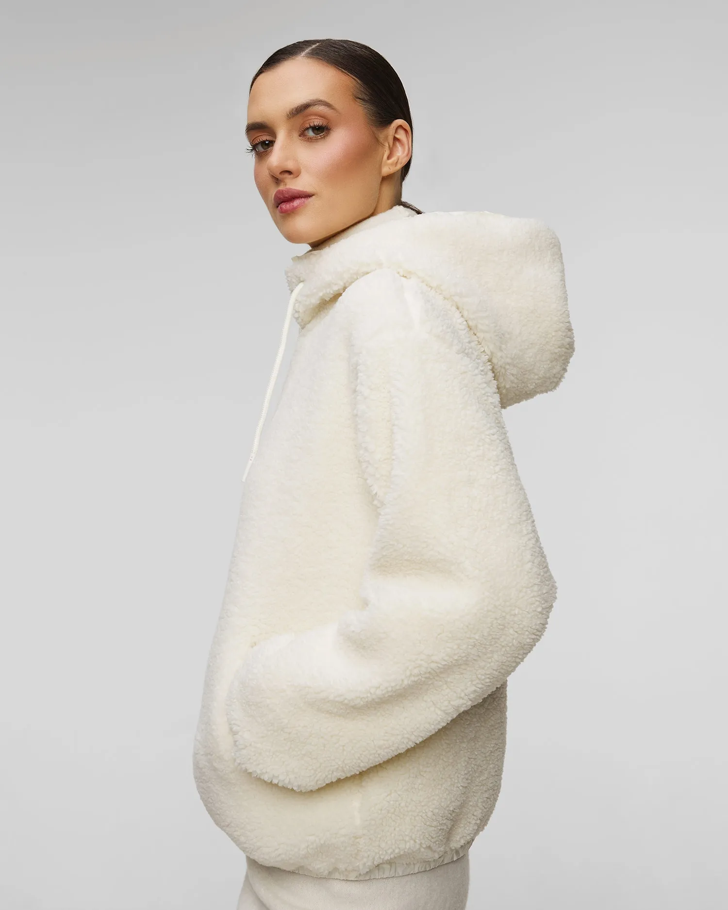 Women's white fur jacket Deha D12253-18001
