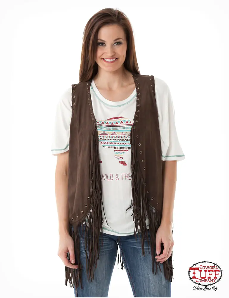 Women's Cowgirl Tuff  Chocolate Suede Fringe Vest