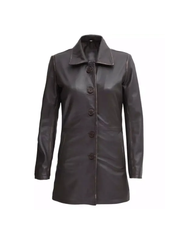 Women’s Distressed Dark Brown Leather Coat