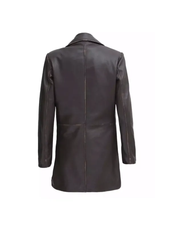 Women’s Distressed Dark Brown Leather Coat