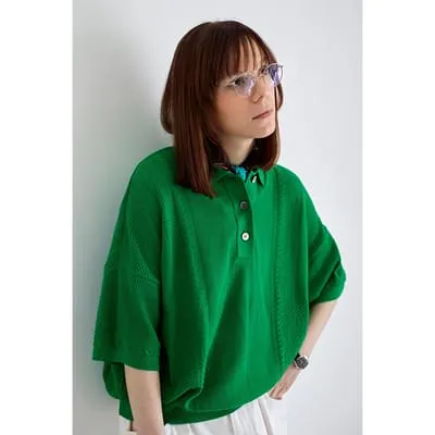 YASHIKI Tsubomi Knit Polo Kelly Green