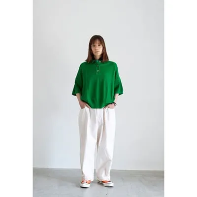 YASHIKI Tsubomi Knit Polo Kelly Green