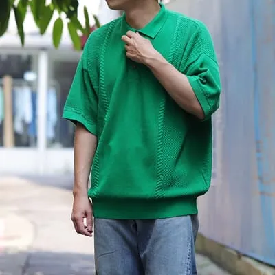 YASHIKI Tsubomi Knit Polo Kelly Green