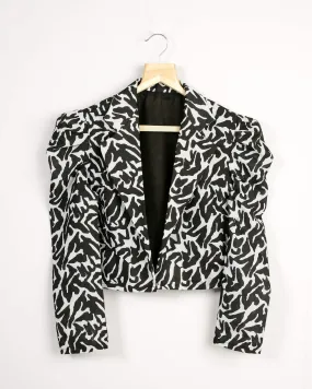 Zebra Printed Puff Sleeve Jacket